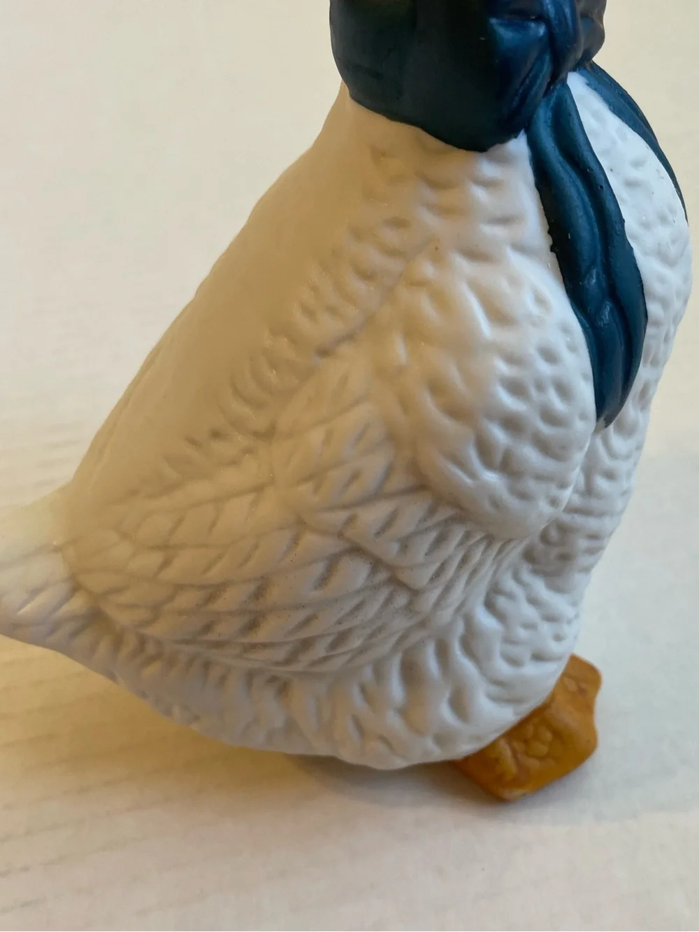 Vintage ceramic goose with blue bow 90s decor aesthetic